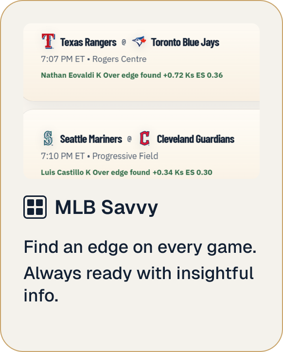MLB Savvy feature card